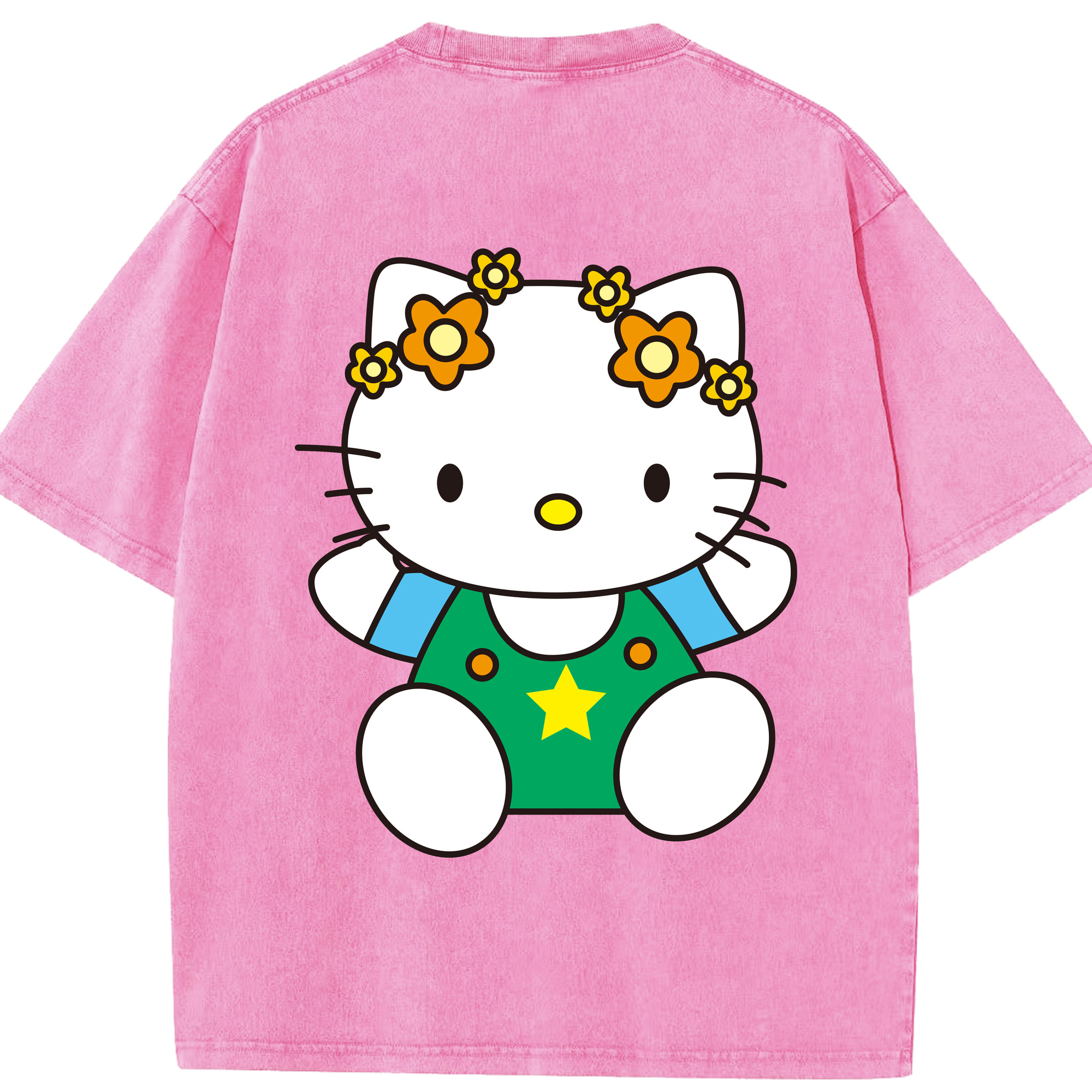 （画像用） Hello Kitty ハローキティ 綿100% ヴィンテージ風 半袖Tシャツ（背面プリント）